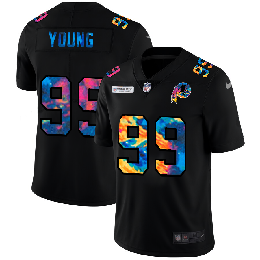 NFL Washington Redskins #99 Chase Young Men Nike MultiColor Black 2020 Crucial Catch Vapor Untouchable Limited Jersey->washington redskins->NFL Jersey